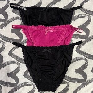 Marks & Spencer Black and Pink Lace Panties